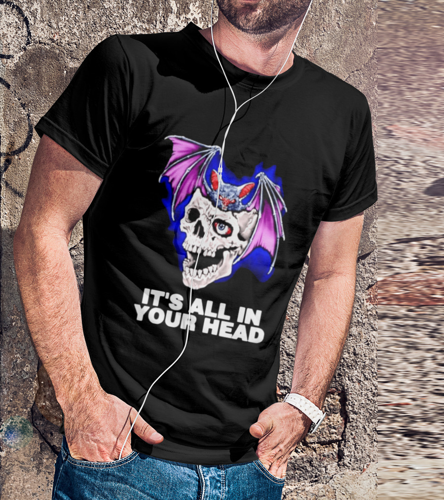 It's All In Your Head Bat Skull Gothic Colorful Horror T-Shirt