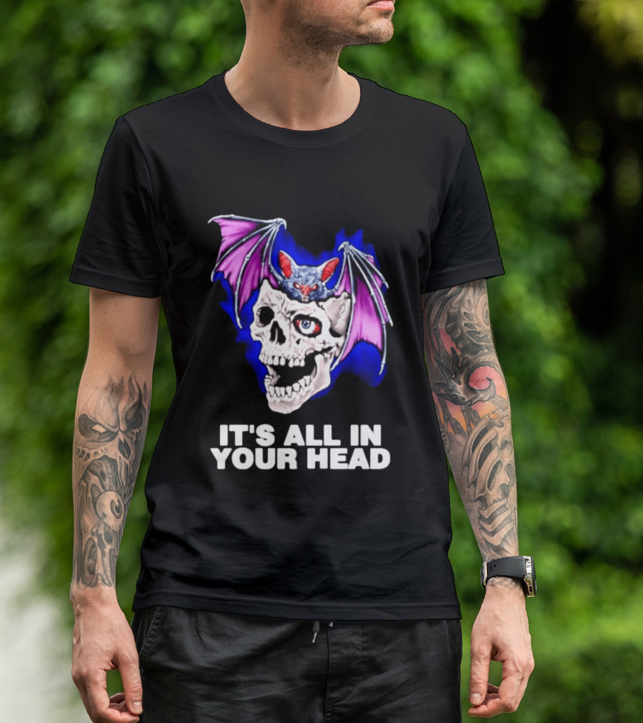 It's All In Your Head Bat Skull Gothic Colorful Horror T-Shirt