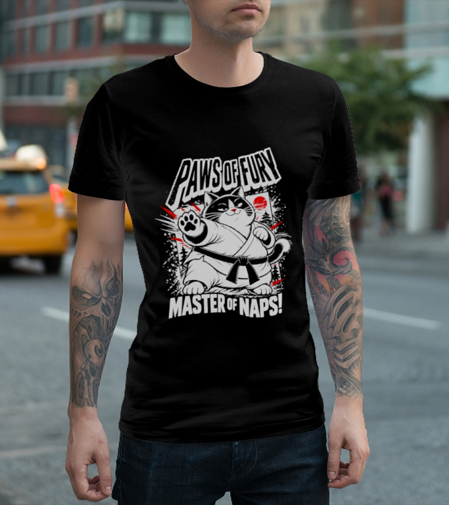 Paws Of Fury Karate Cat Master Of Naps Relaxation Expert T-Shirt