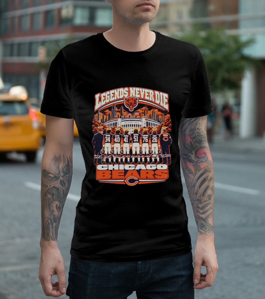 Legends Never Die Chicago Bears Soldier Field Walter Payton Sayers Singletary Ditka T-Shirt