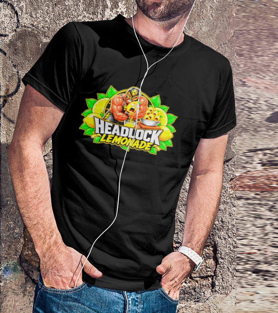 Headlock Lemonade Luchador Squeezing Lemons Cartoon T-Shirt