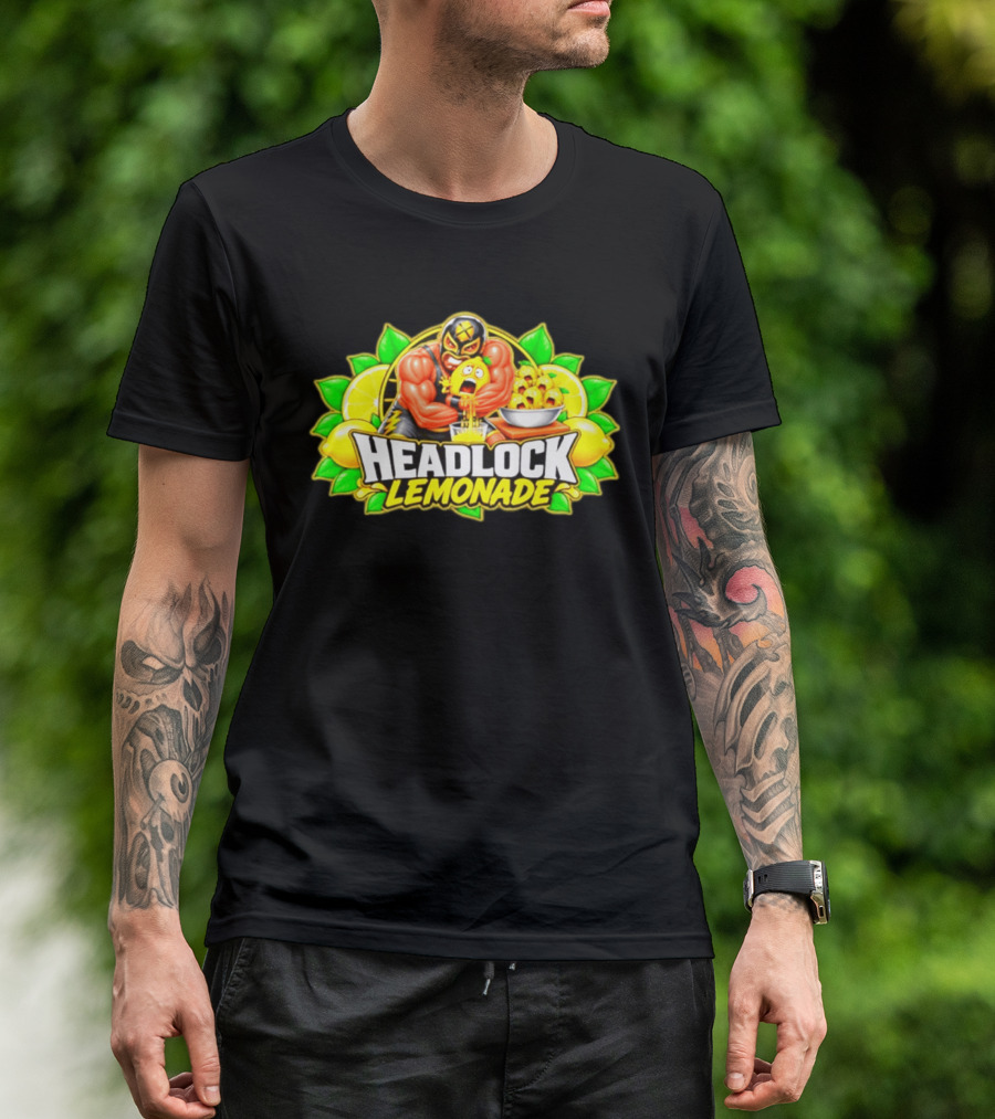 Headlock Lemonade Luchador Squeezing Lemons Cartoon T-Shirt