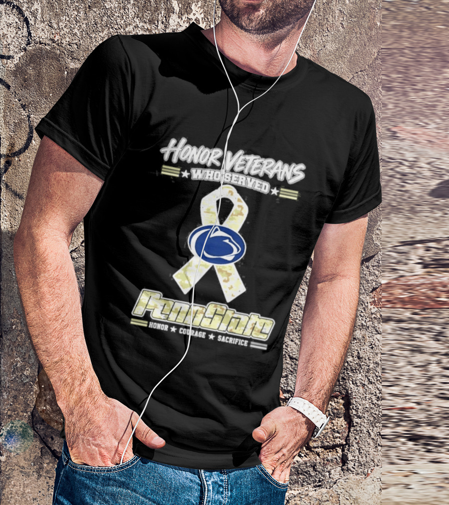 Penn State Nittany Lion Honor Veterans Military Camo Ribbon T-Shirt