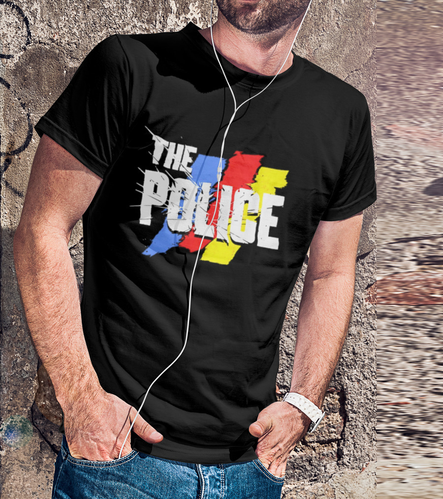 The Police Band Logo With Colorful Stripes T-Shirt