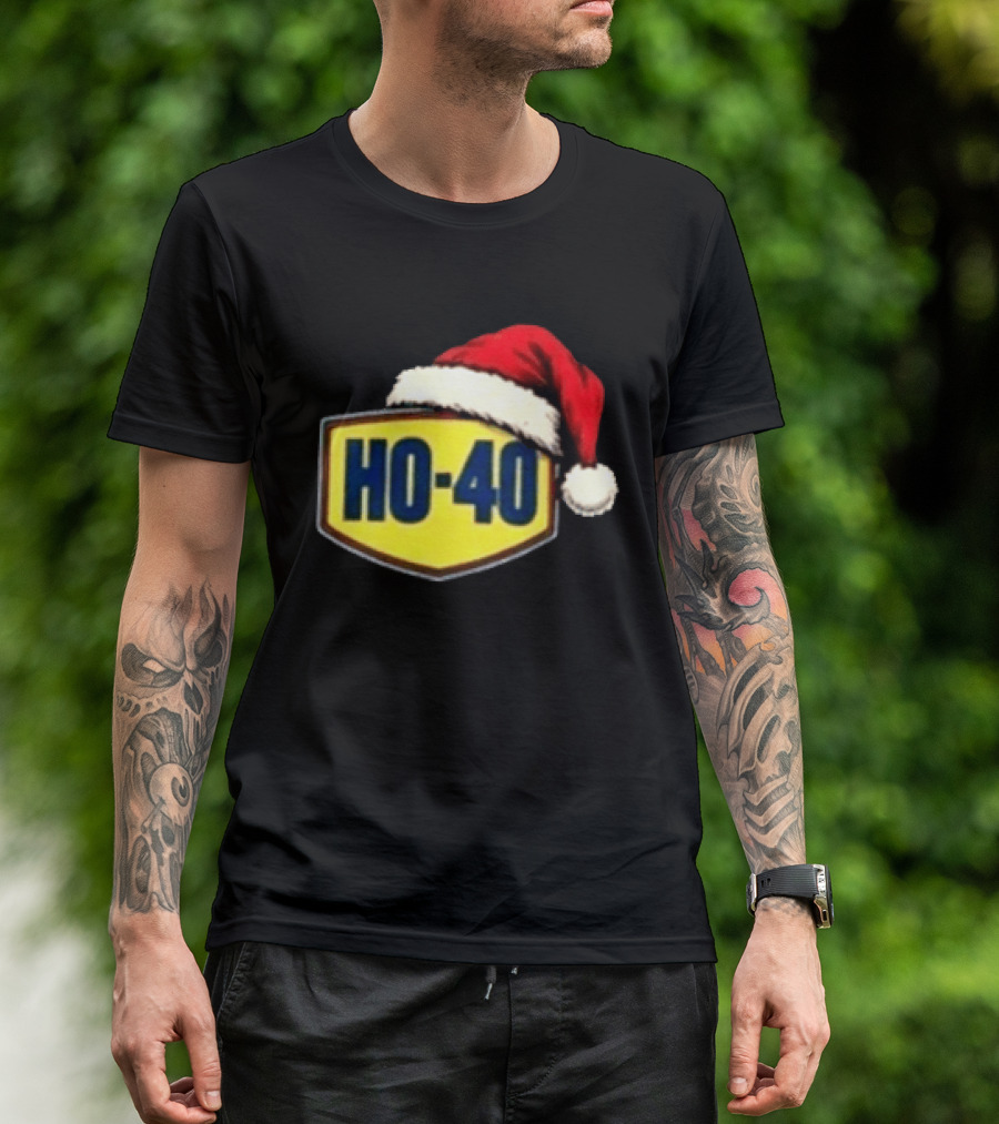 HO 40 Santa Hat Christmas Humor For Mechanic Enthusiasts T-Shirt