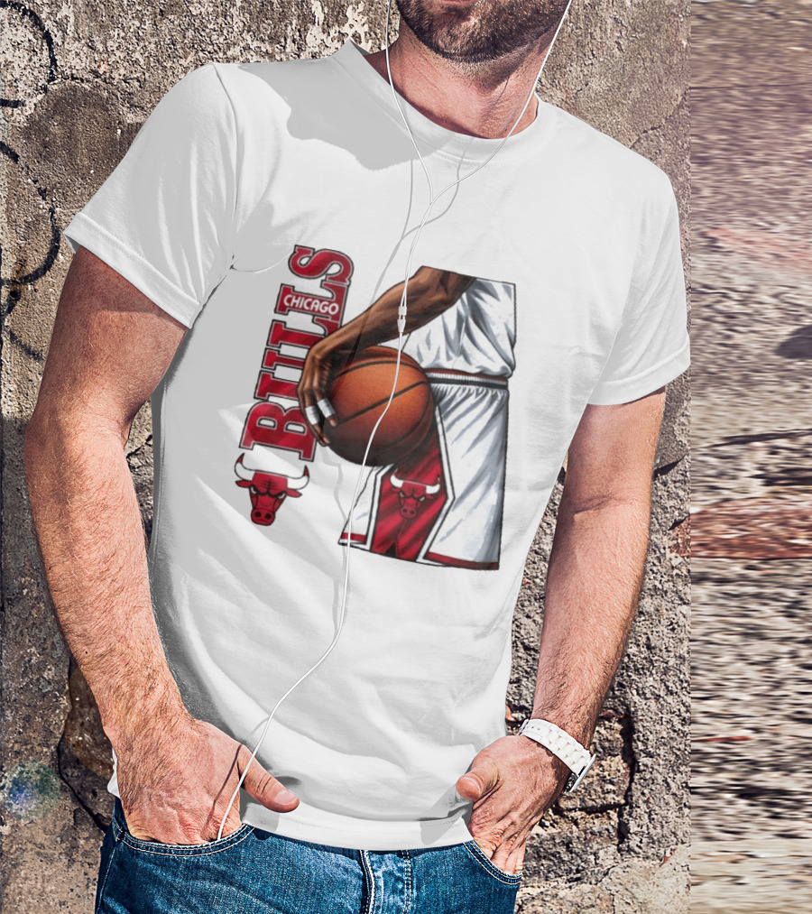 Chicago Bulls Basketball Team Player Holding Ball Iconic Sports Uniform T-Shirt