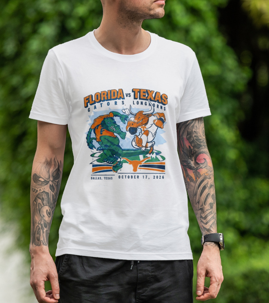 Florida Vs Texas Gators Longhorns Dallas Texas October 17 2026 T-Shirt