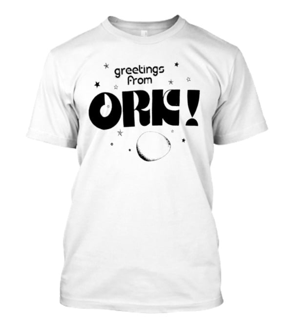 Greetings From Ork Vintage Retro Bold Sci Fi Moon Stars T-Shirt