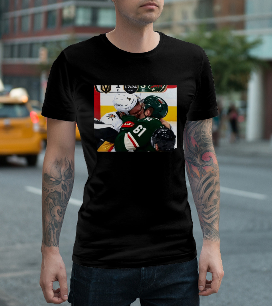 Lorenz And Lauzon Kissing Fight Vegas Golden Knights Minnesota Wild NHL Hockey T-Shirt