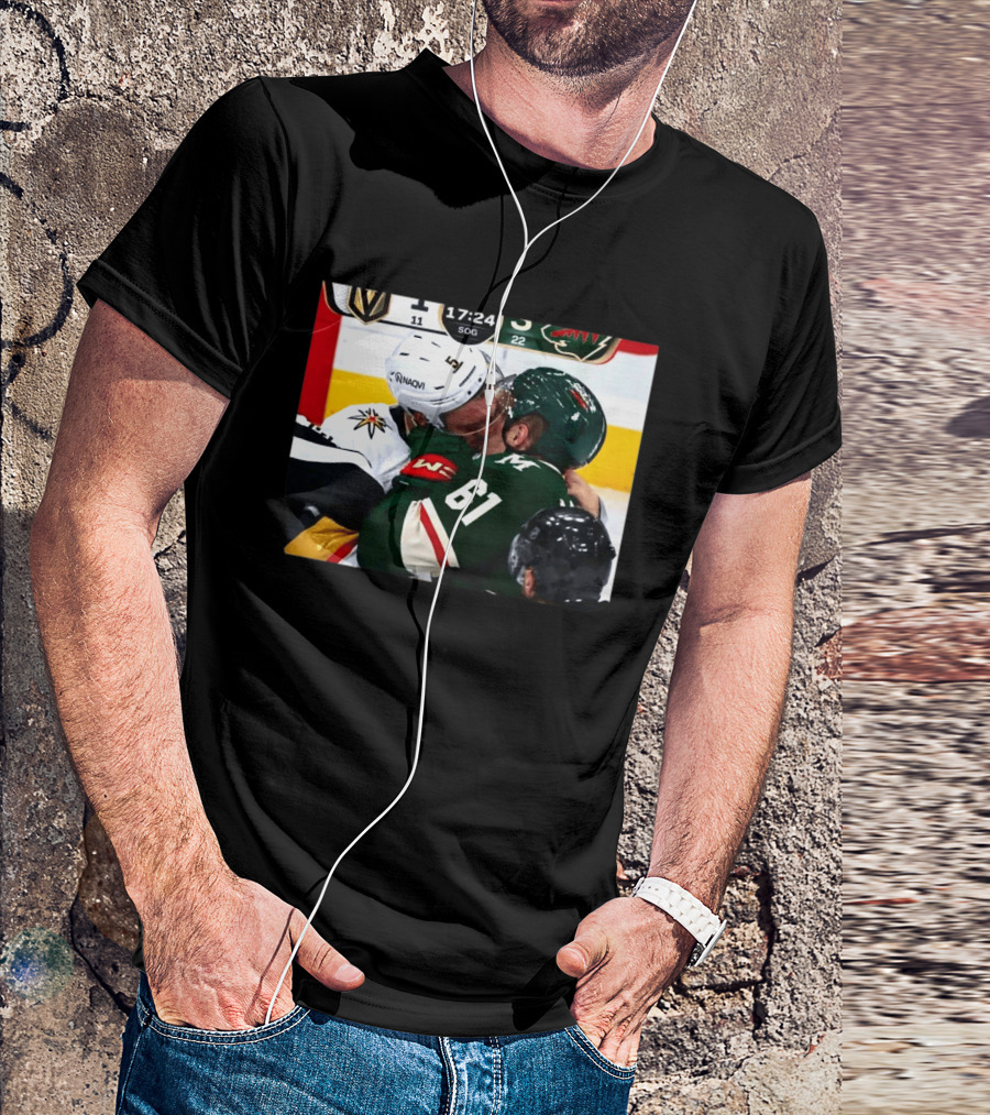 Lorenz And Lauzon Kissing Fight Vegas Golden Knights Minnesota Wild NHL Hockey T-Shirt