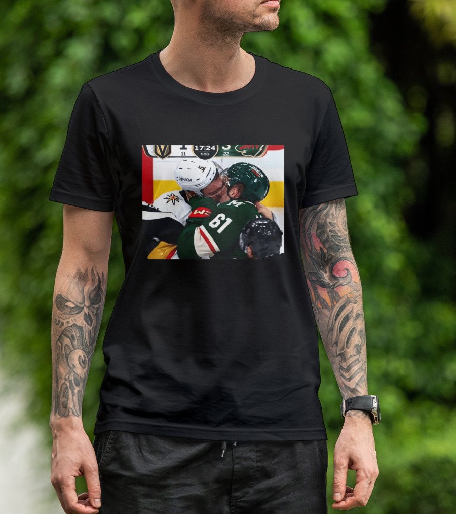 Lorenz And Lauzon Kissing Fight Vegas Golden Knights Minnesota Wild NHL Hockey T-Shirt