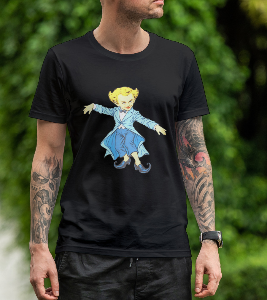 Rumpelstiltskin Tip Toe Cartoon Character In Blue Suit And Black Shoes T-Shirt