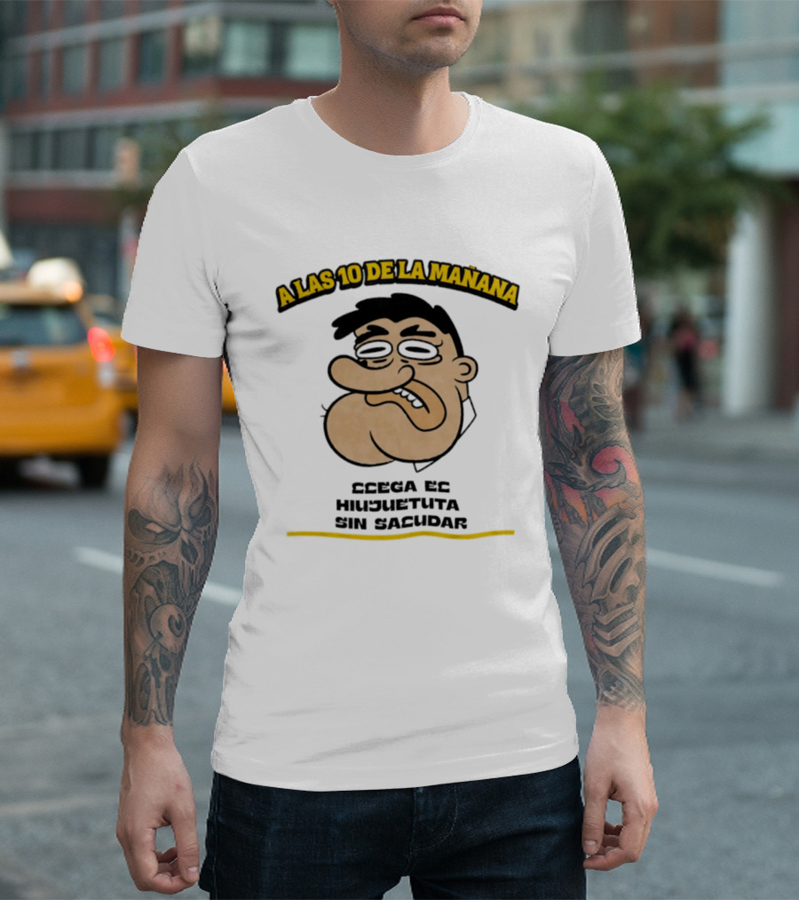 A Las 10 De La Mañana Ccega Es Hiujuetuta Sin Sacudar Swag Head Funny Cartoon Face T-Shirt