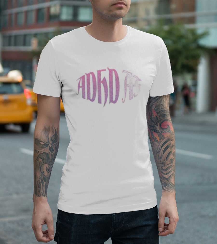 Paris Hilton ADHD AF Pink Cursive Text With Glitter Effect T-Shirt