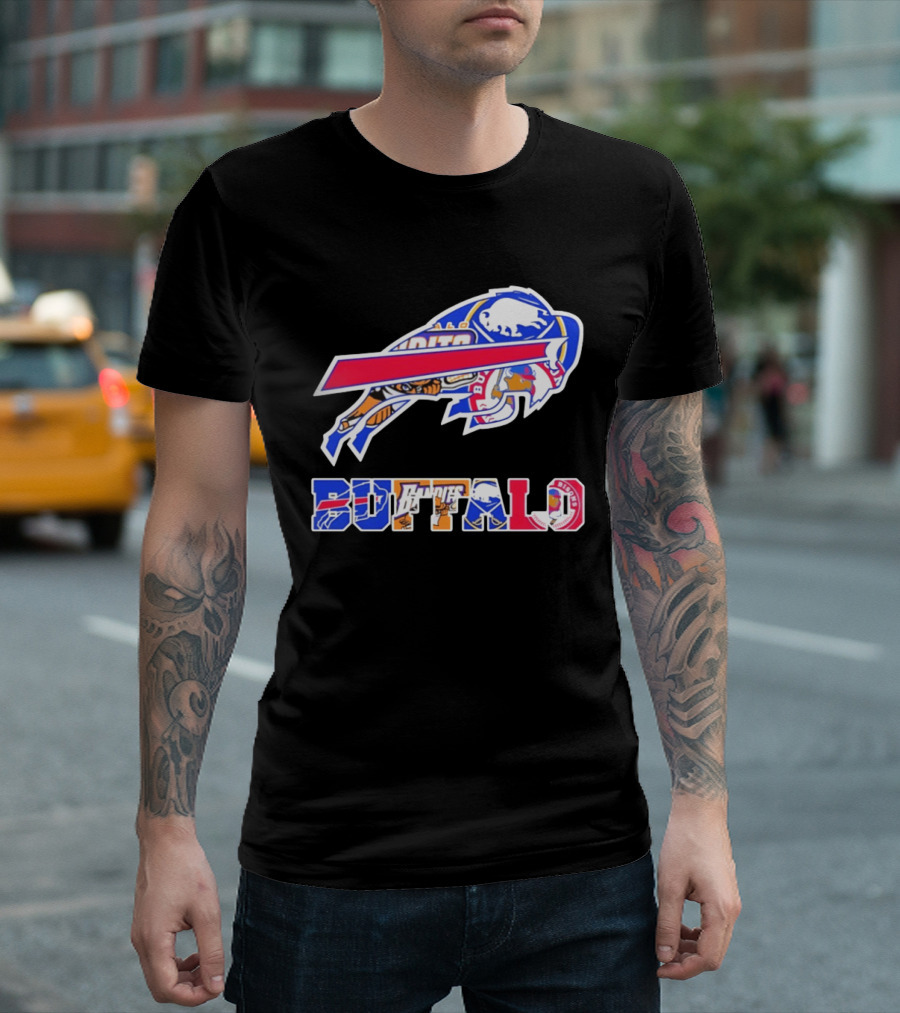 Buffalo Sabres Bandits Bisons Sports Team Logo Collage T-Shirt