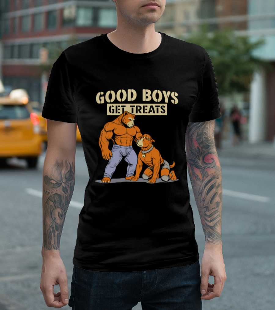 Good Boys Get Treats Pitbull Bear T-Shirt