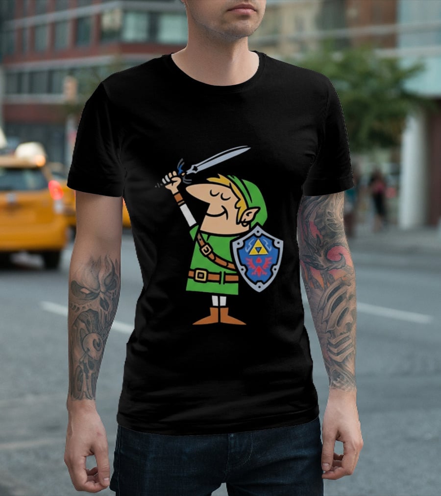 Little Caesars Link Green Zelda Shield Sword T-Shirt
