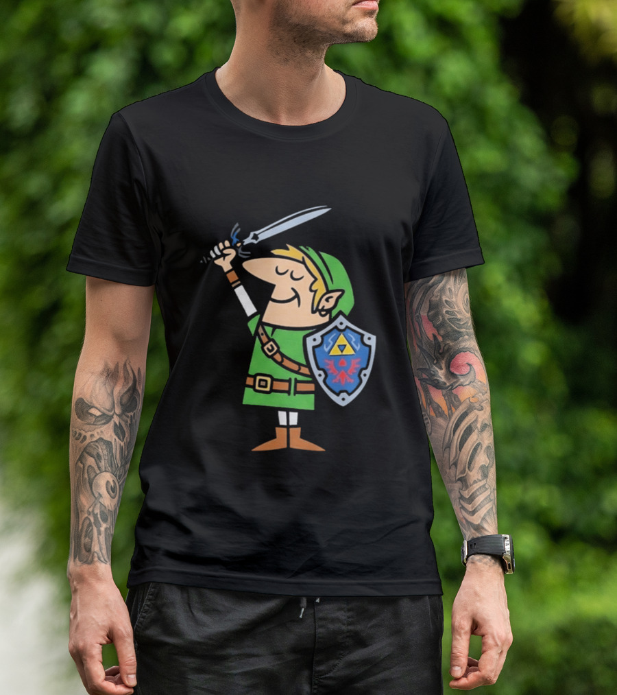 Little Caesars Link Green Zelda Shield Sword T-Shirt