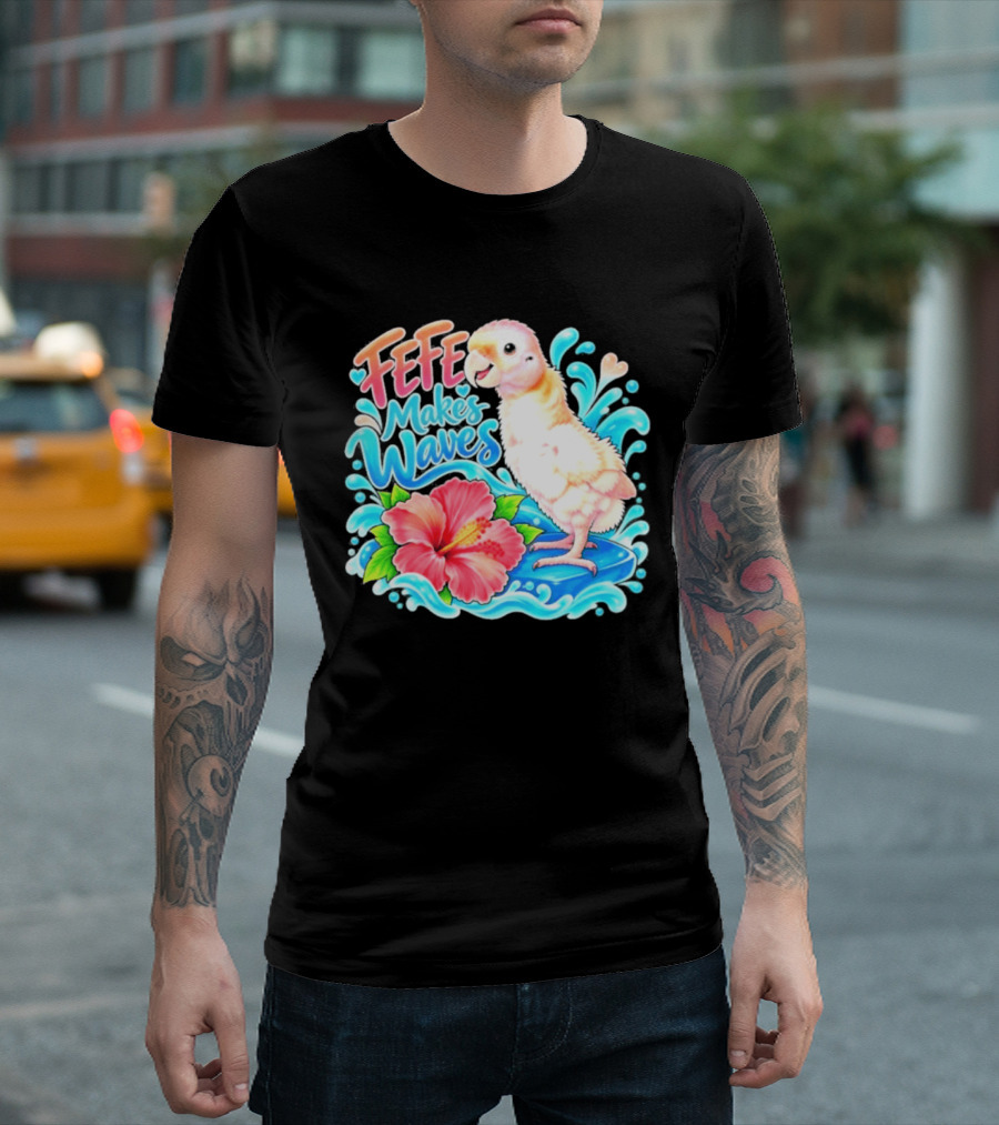 FeFe Makes Waves Parrot Hibiscus Splash Fundraiser T-Shirt
