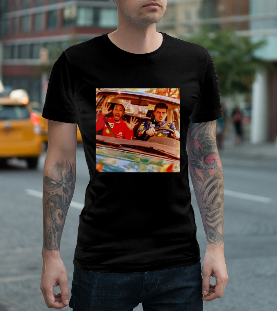 Max Verstappen Racing Scared Lewis Hamilton Passenger Scene T-Shirt