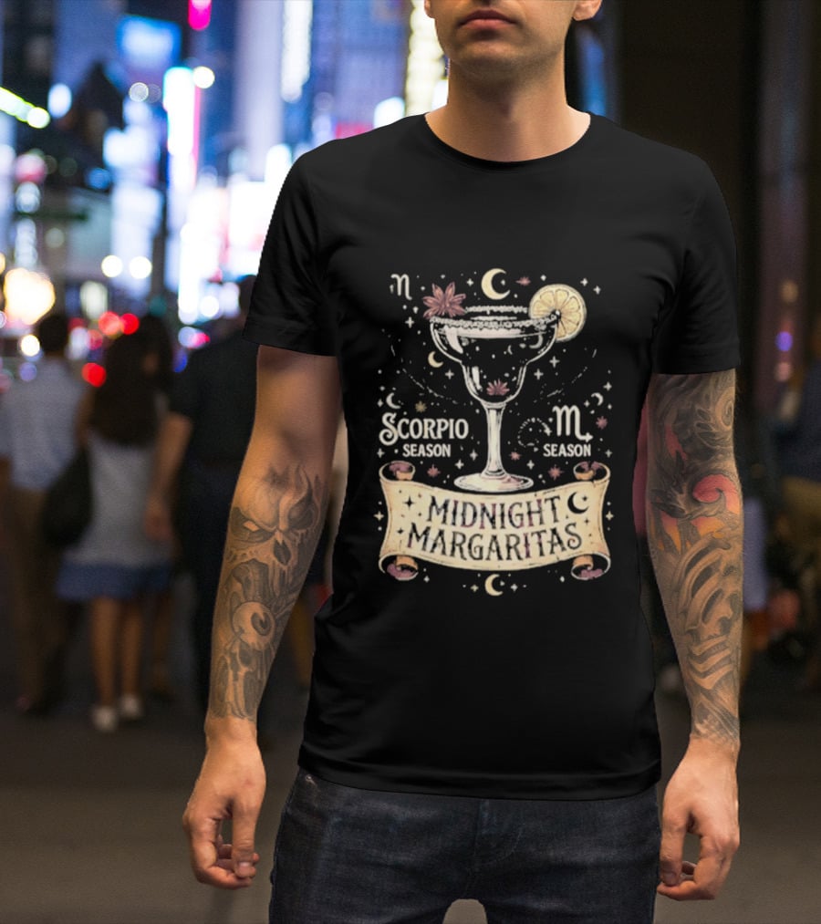 Midnight Margaritas Scorpio Season Zodiac Cocktail Aesthetic T-Shirt