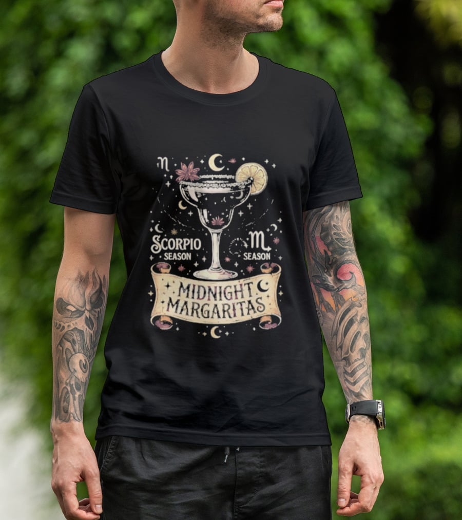 Midnight Margaritas Scorpio Season Zodiac Cocktail Aesthetic T-Shirt