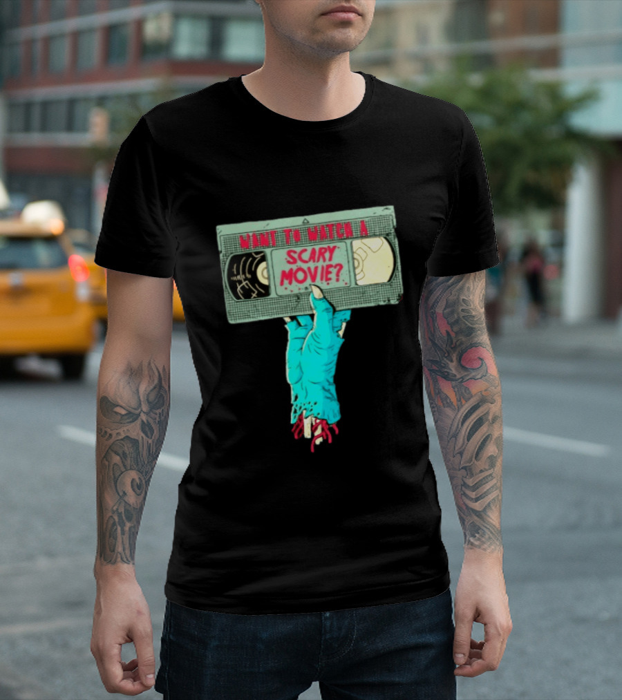 Want To A Scary Movie VHS Horror Hand T-Shirt