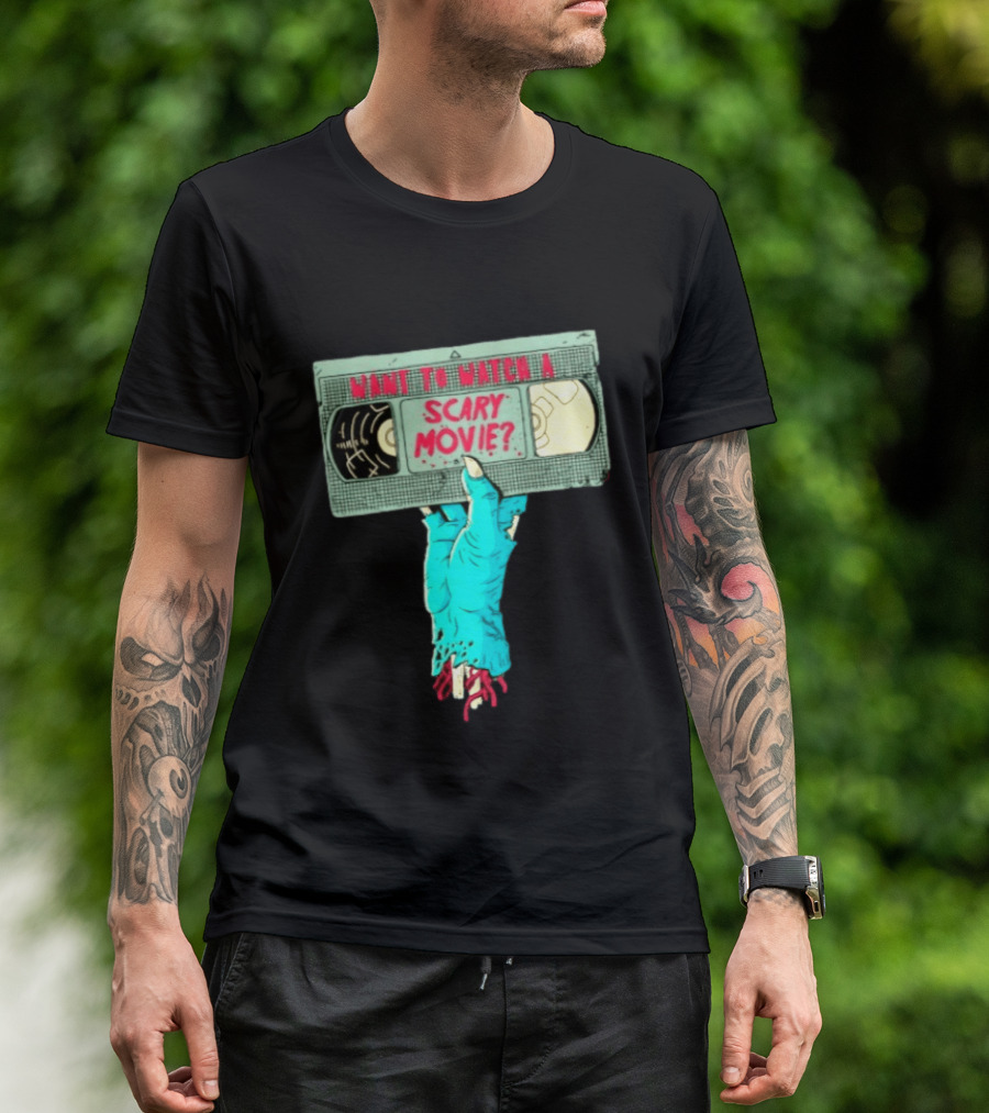Want To A Scary Movie VHS Horror Hand T-Shirt