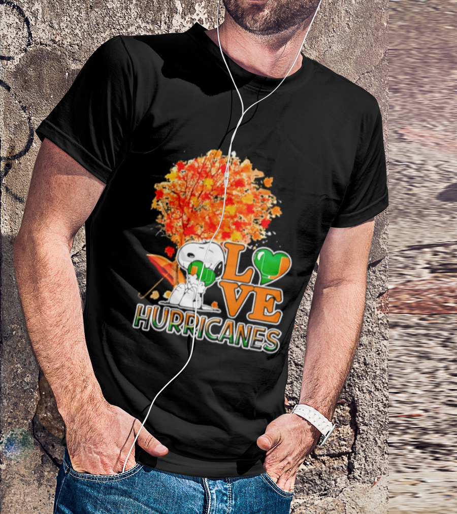 Snoopy X Miami Hurricanes NCAA Football Love Thanksgiving 2026 Autumn Tree T-Shirt