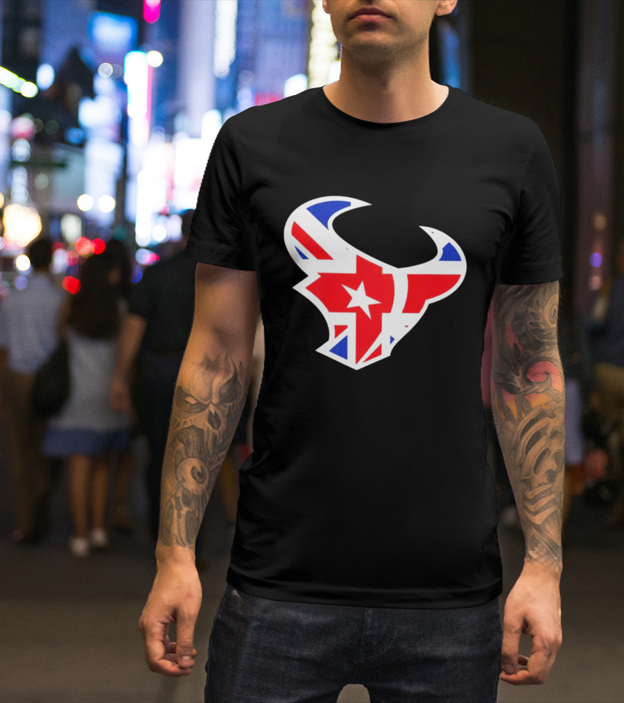 Texans British Flag Bullhead Symbol UK Team Profile T-Shirt