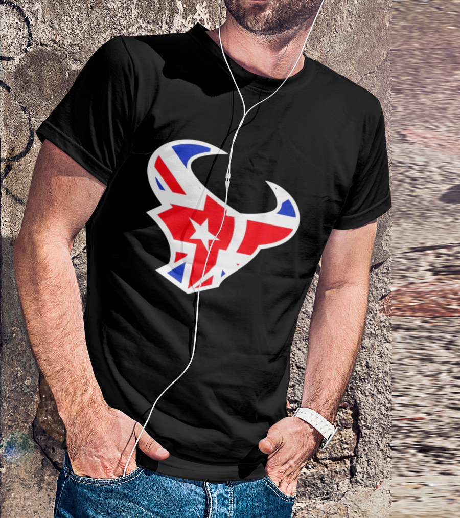 Texans British Flag Bullhead Symbol UK Team Profile T-Shirt