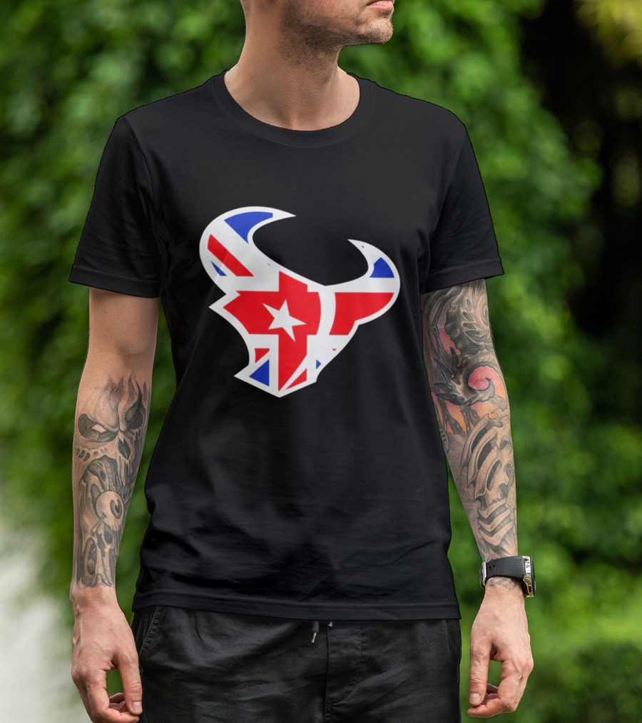 Texans British Flag Bullhead Symbol UK Team Profile T-Shirt