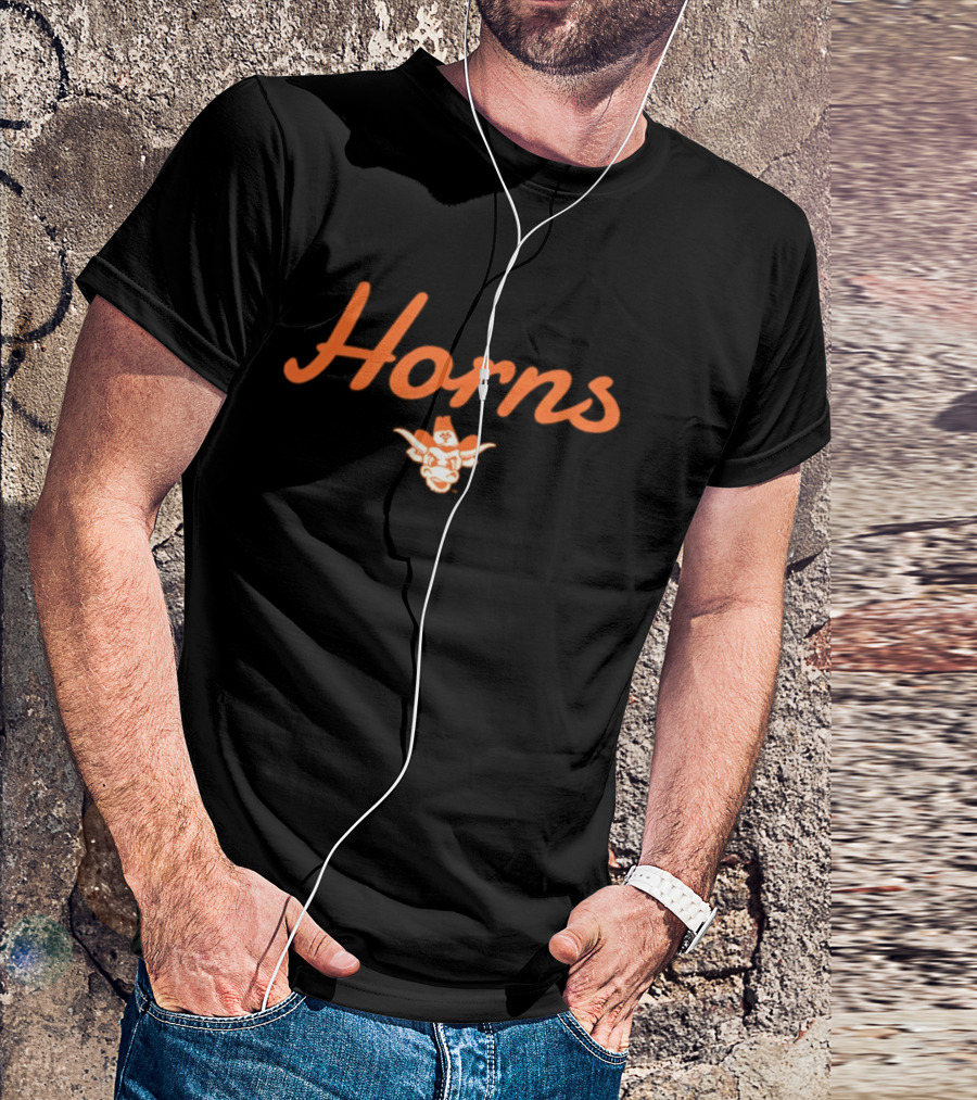 Horns Cursive Bevo Longhorn Texas Longhorns T-Shirt