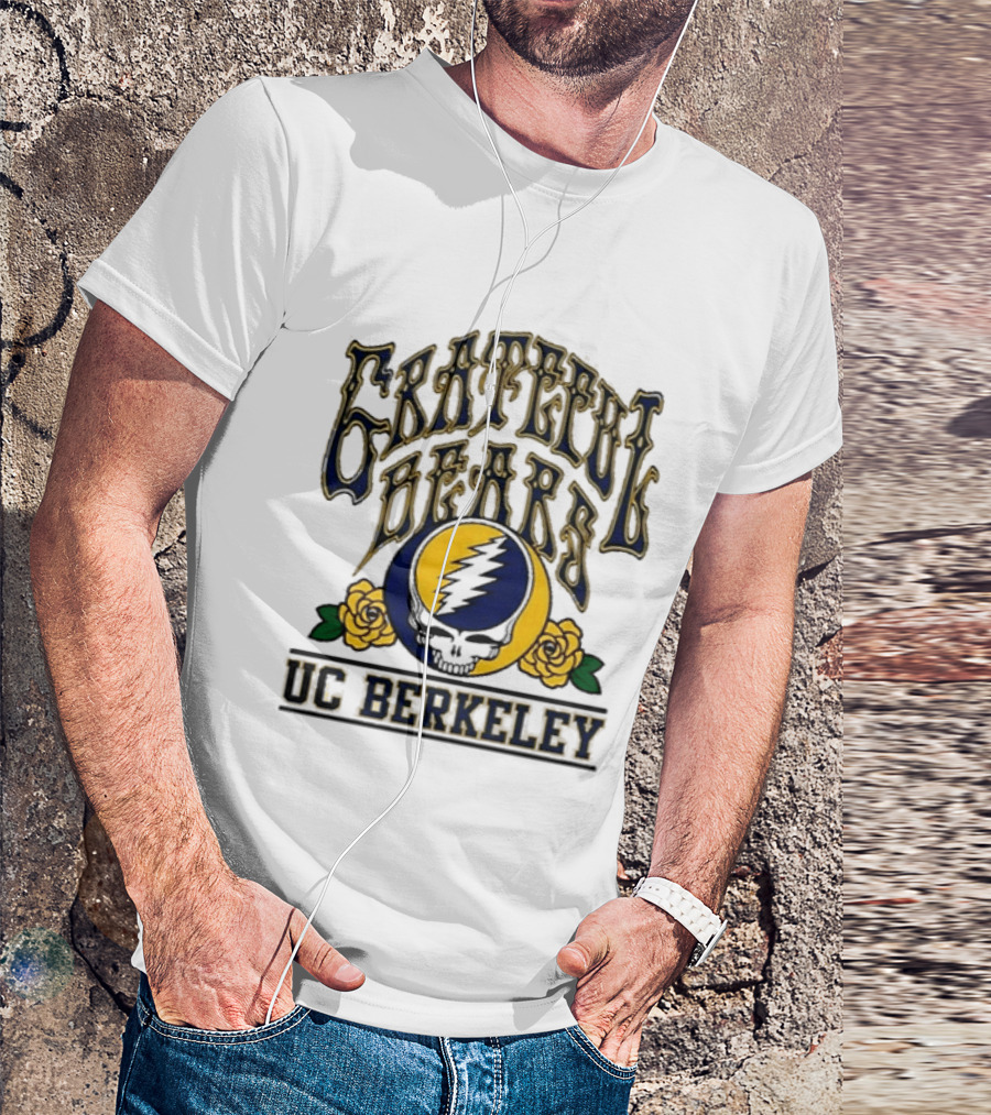 Grateful Bears Skull And Lightning Bolt Roses UC Berkeley T-Shirt