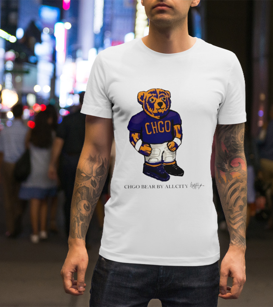 Chicago Bears CHGO Bear By AllCity Football Collaboration T-Shirt