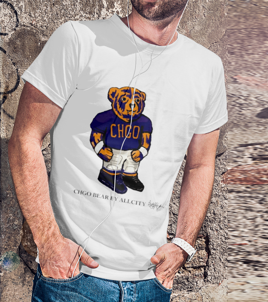 Chicago Bears CHGO Bear By AllCity Football Collaboration T-Shirt