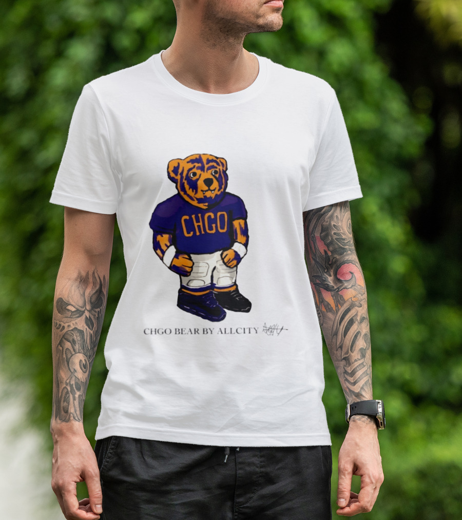 Chicago Bears CHGO Bear By AllCity Football Collaboration T-Shirt