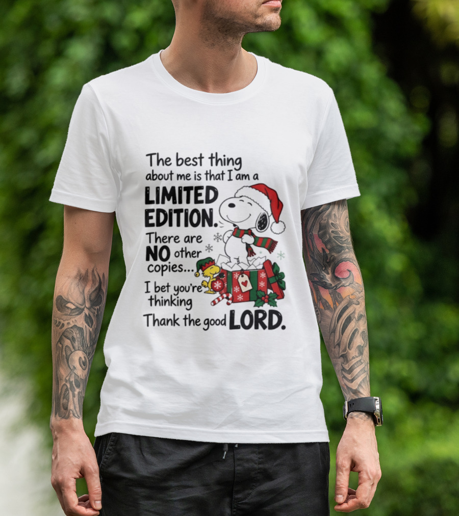 Snoopy Christmas Limited Edition Thank The Good Lord T-Shirt