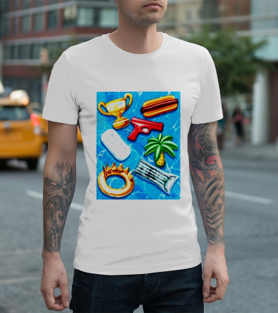 The Wynwood Walls Shop Store Leon Keer Trophy Hotdog Palm Gun Newspaper Seven Sins T-Shirt