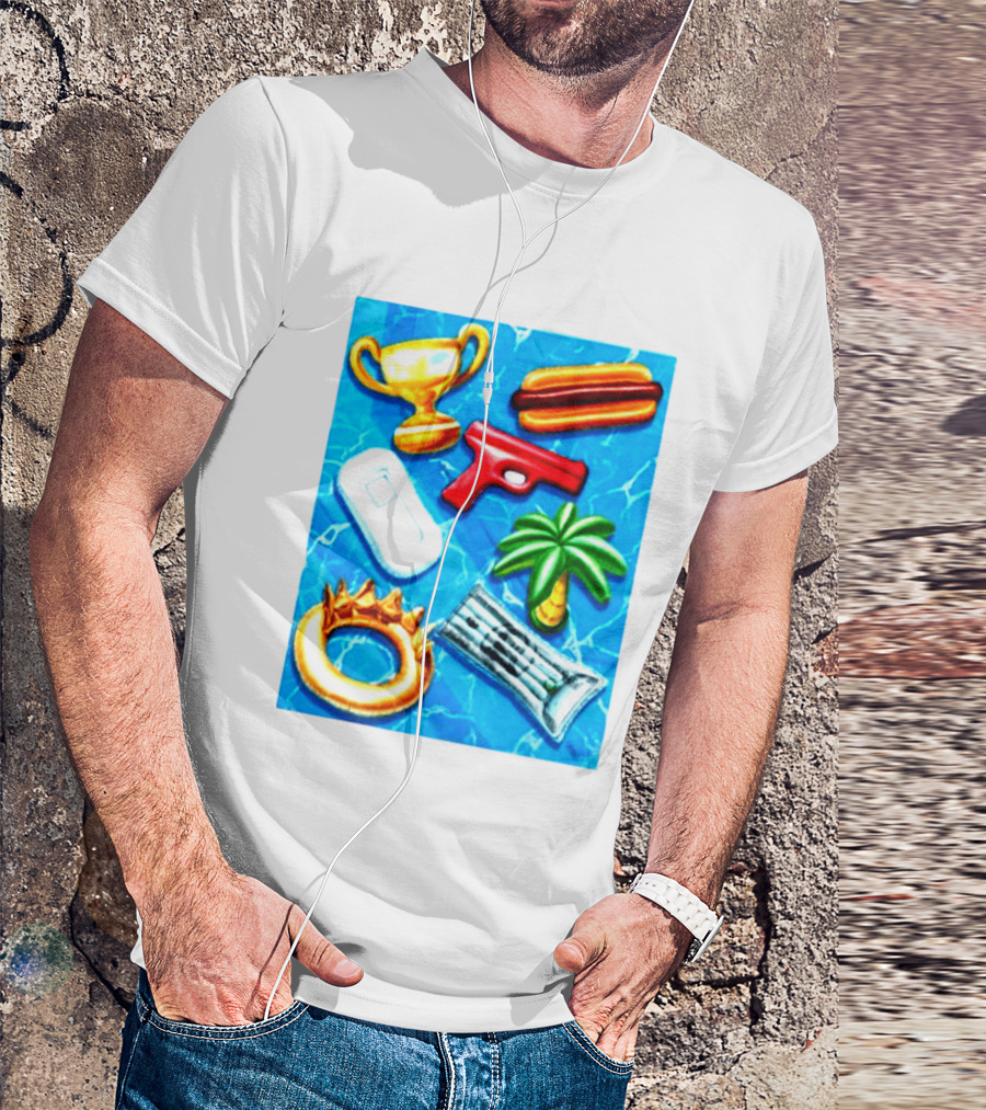 The Wynwood Walls Shop Store Leon Keer Trophy Hotdog Palm Gun Newspaper Seven Sins T-Shirt