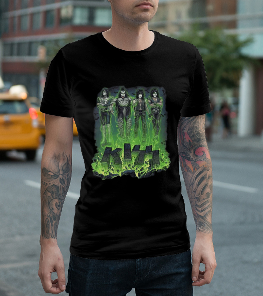 Kiss 2026 Limited Edition Halloween Bats Conjuring Green T-Shirt