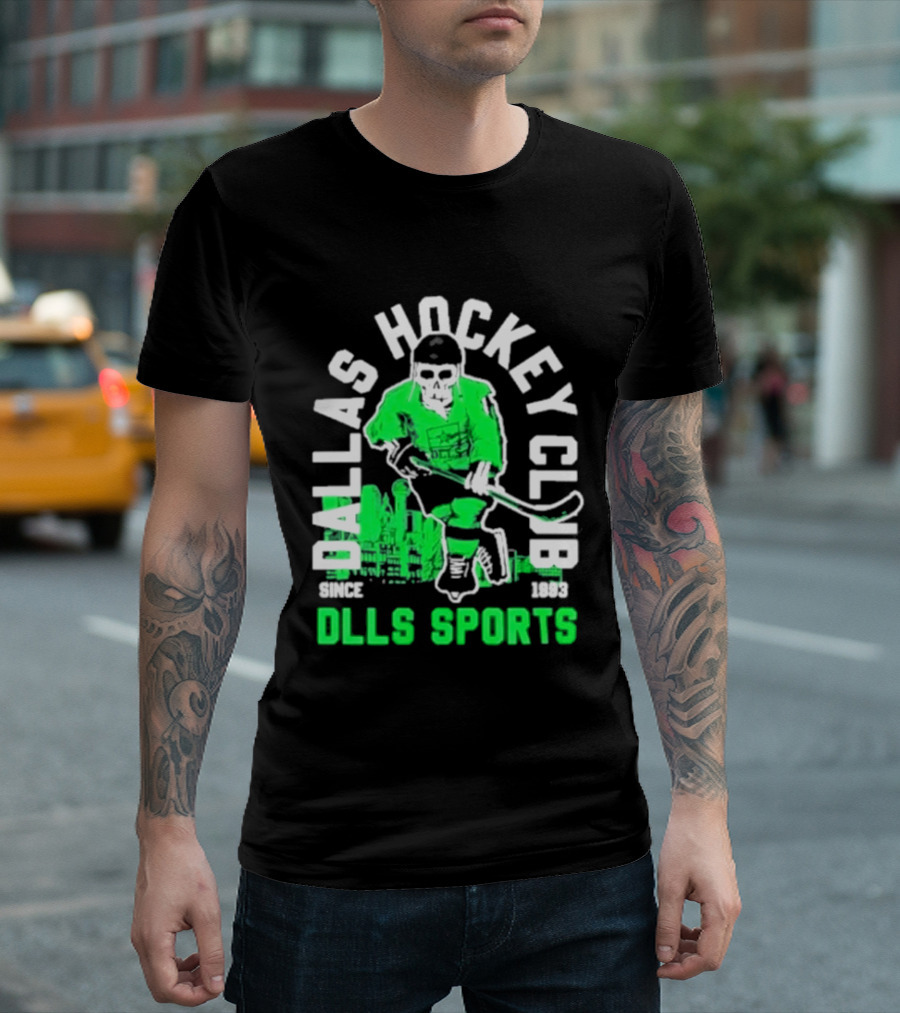 Dallas Hockey Club Since 1993 Dlls Sports Green Hockey Player T-Shirt