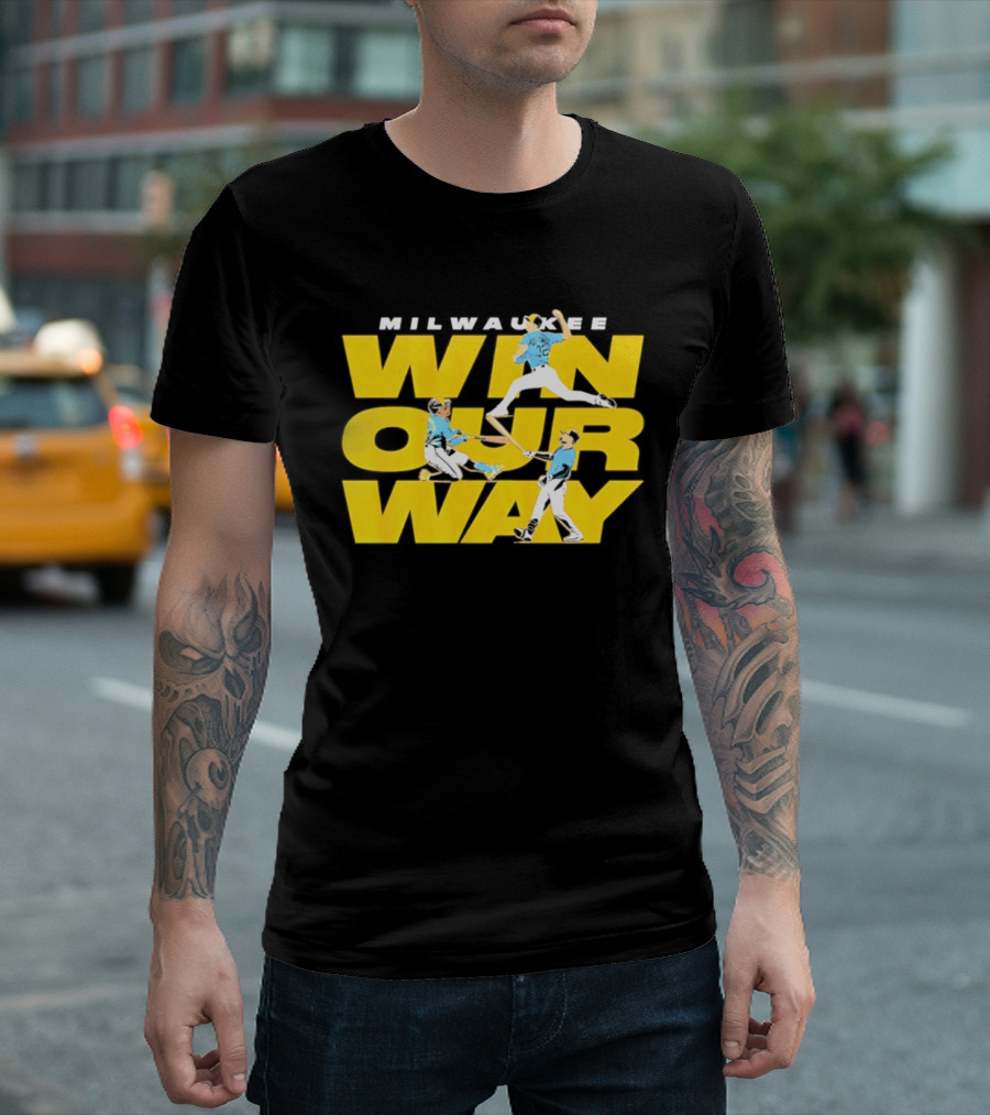 Milwaukee Win Our Way Baseball Stack T-Shirt