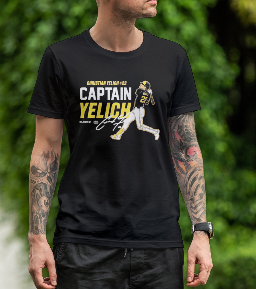 Milwaukee Brewers Christian Yelich 22 Captain Yelich Signature T-Shirt