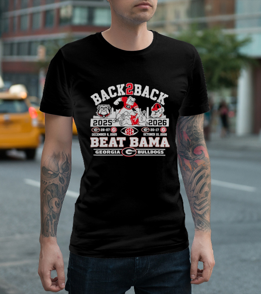 Back 2 Back SEC Champs Georgia Bulldogs Beat Bama 2025 2026 Skyline T-Shirt