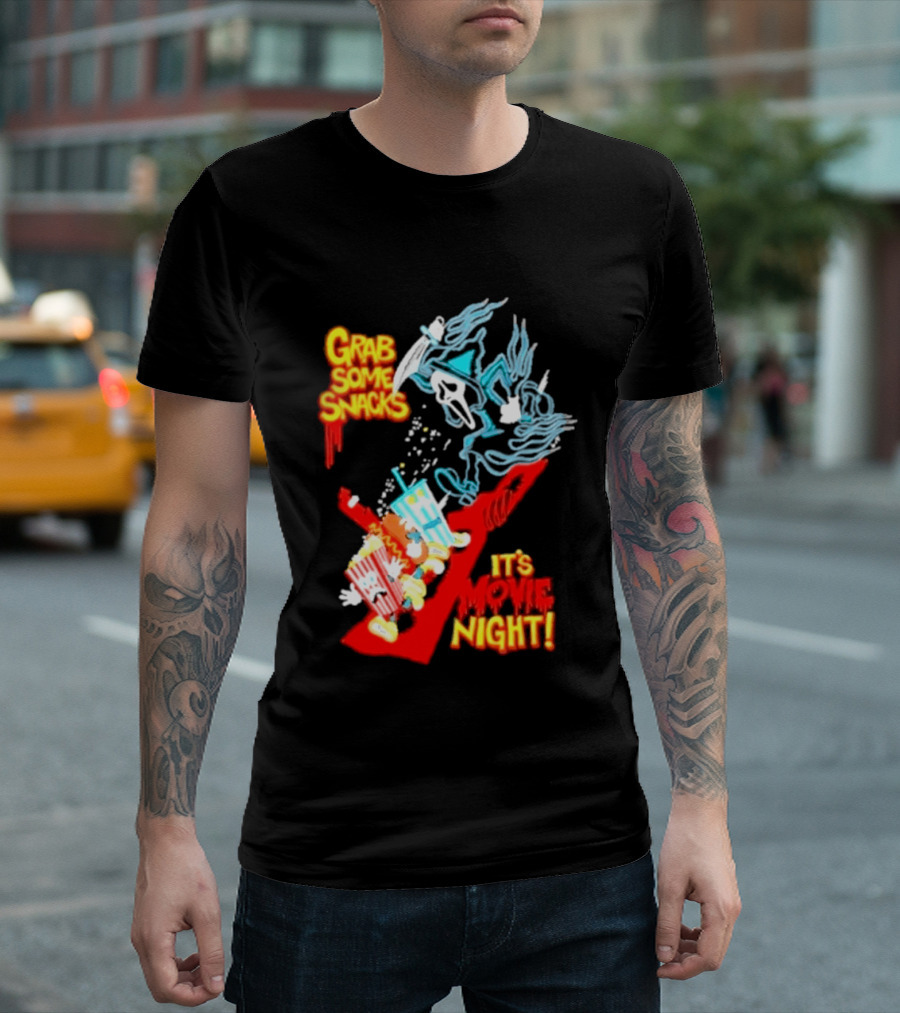 Grab Some Snacks Ghostface It's Movie Night Scream Halloween 2026 T-Shirt