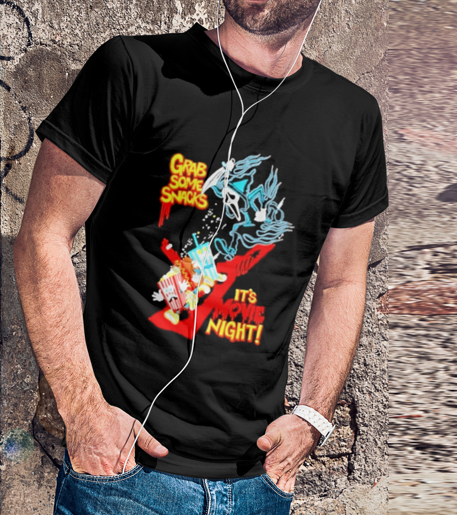 Grab Some Snacks Ghostface It's Movie Night Scream Halloween 2026 T-Shirt