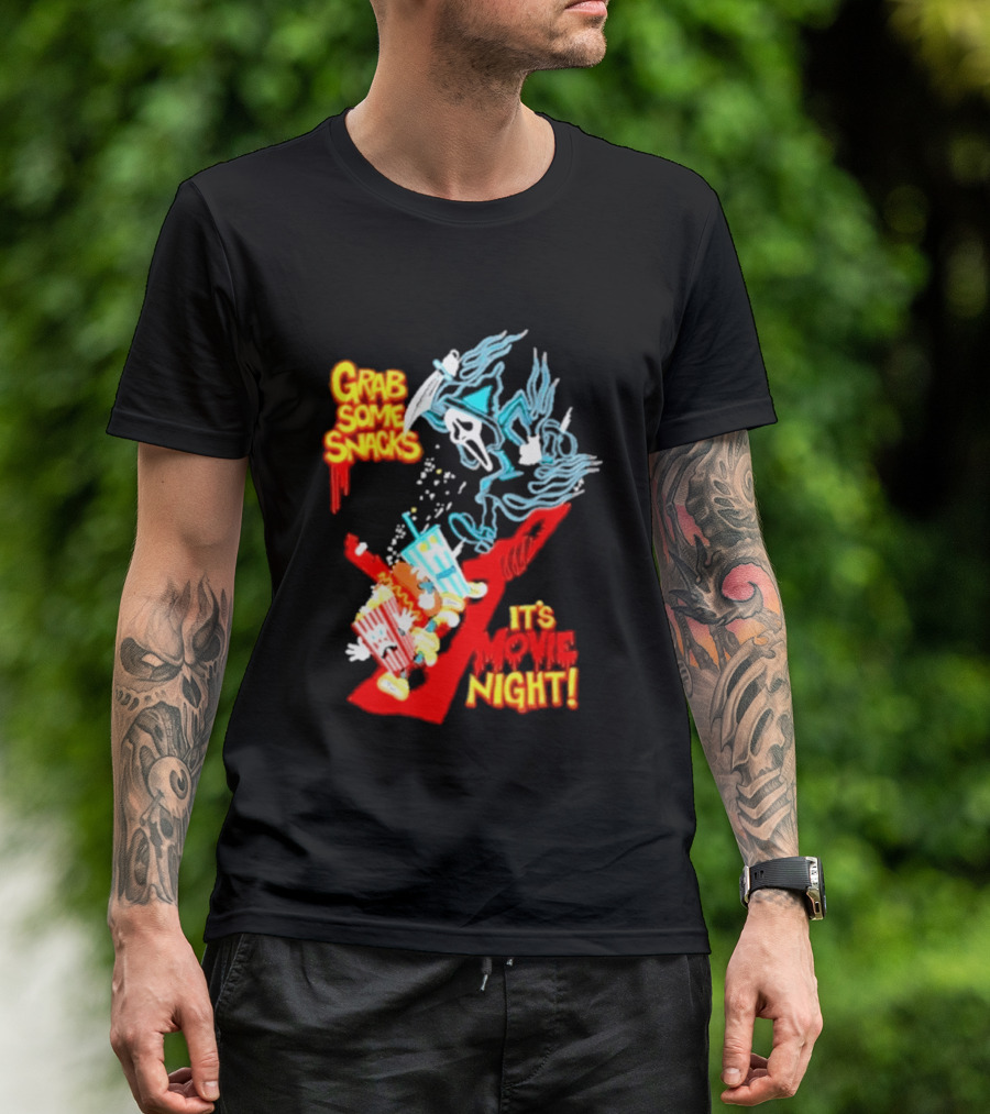 Grab Some Snacks Ghostface It's Movie Night Scream Halloween 2026 T-Shirt
