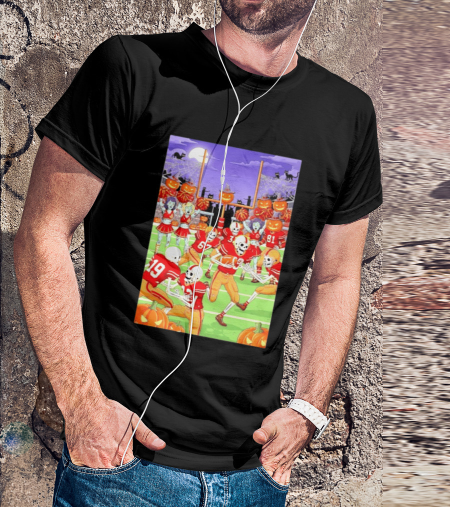 San Francisco 49ers Skeleton Zombie Halloween Football 2026 T-Shirt