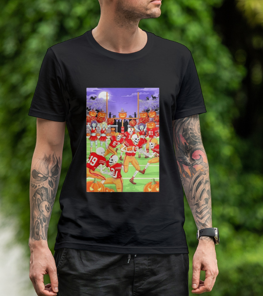 San Francisco 49ers Skeleton Zombie Halloween Football 2026 T-Shirt